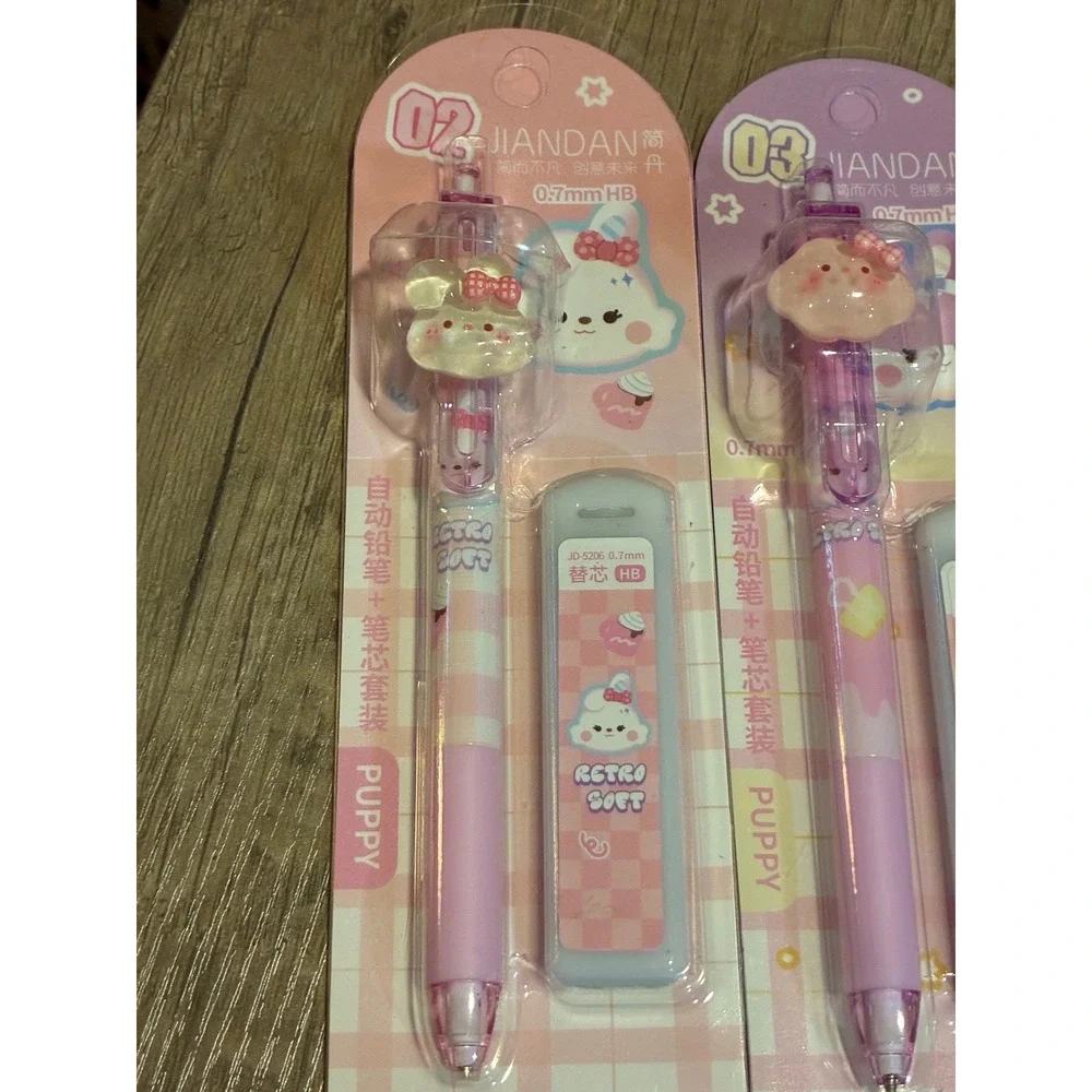 Jiandan Kawaii Mechanical Pencil Lead Set 0.7mm HB Pastel Bunny Bear 3pk